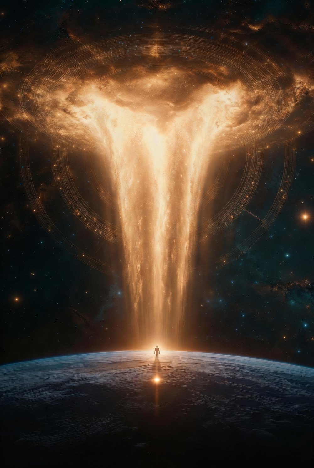 The God Spot: GOD as the formless, radiant, infinite source above; THE ONE, the individual seen from the God perspective, standing on Earth; and the VALUE / EXPERIENCE point below, the single focus of Being energy as an experienced Now.